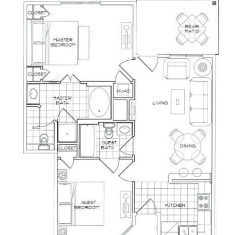 Two-Bedroom Lodge 876 SQ FT